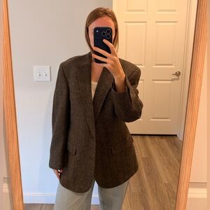 Vintage Oversized Brown Women's Blazer Jacket